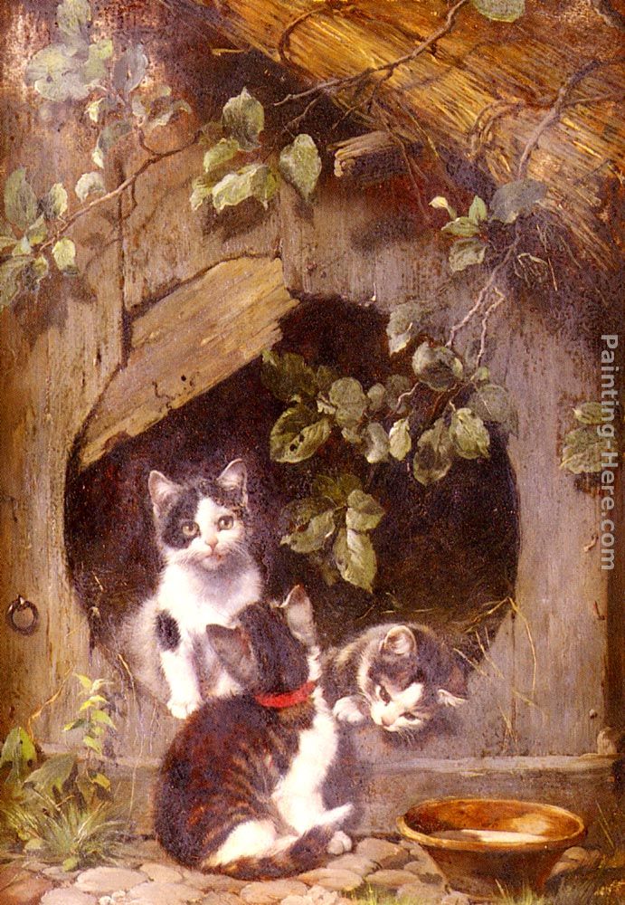 Playful Kittens painting - Julius Adam Playful Kittens art painting